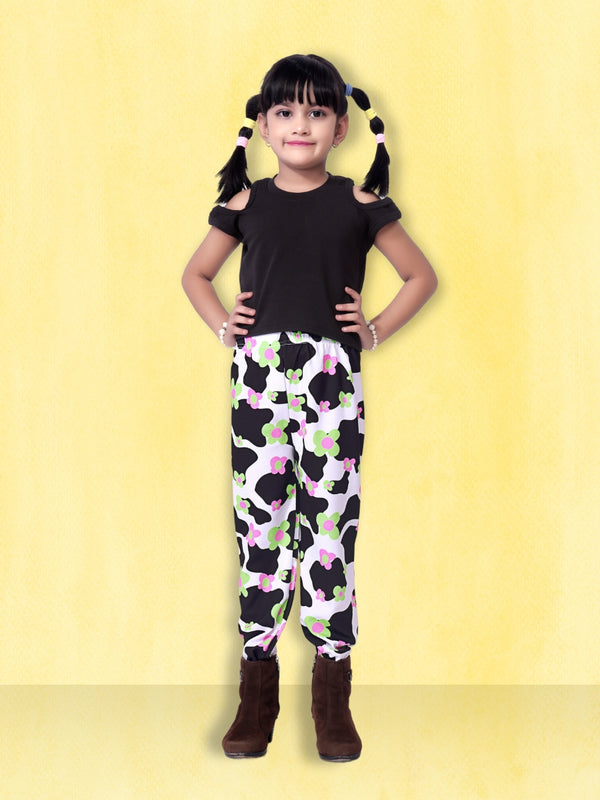 Girls Cotton Blend Top & Printed Pant Set