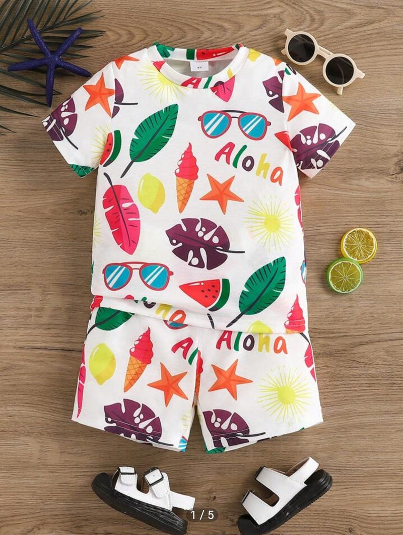 Aloha Printed Clothing Co-ord Set For Boys