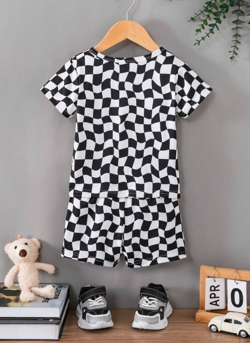 Chekered Printed Clothing Co-ord Set For Boys