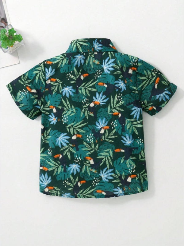 Bird Black Printed Shirts For Boys