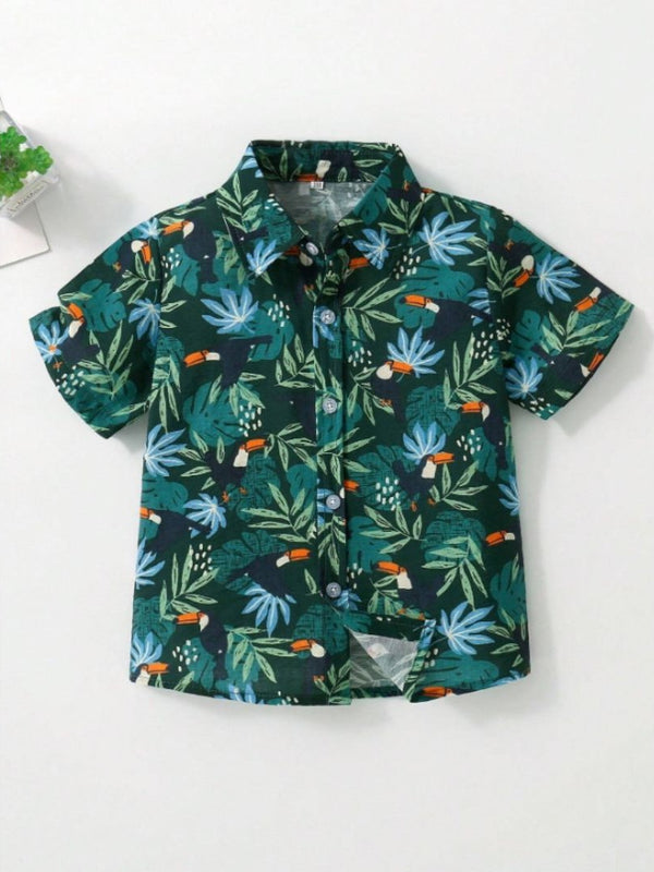 Bird Black Printed Shirts For Boys