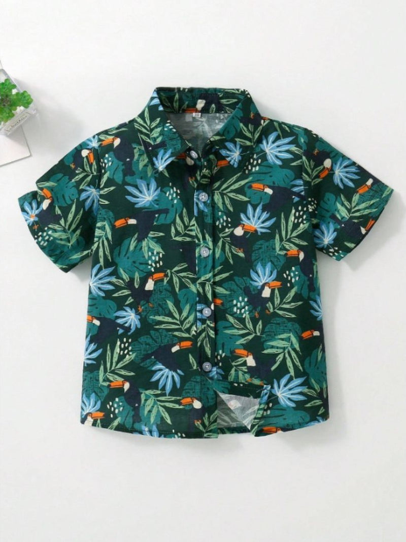 Bird Black Printed Shirts For Boys