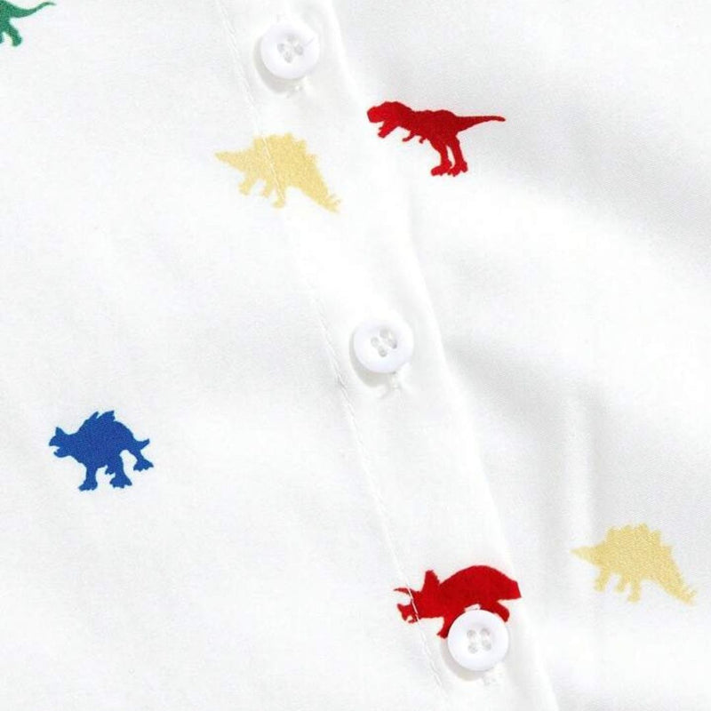 Dinosaur White Printed Shirts For Boys