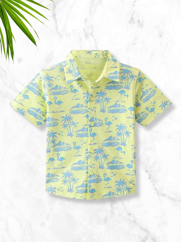 Tropical Yellow Printed Shirts For Boys