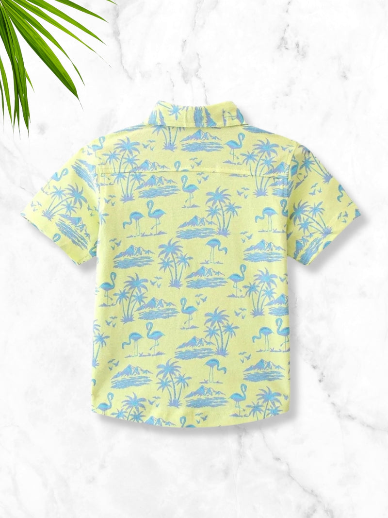 Tropical Yellow Printed Shirts For Boys