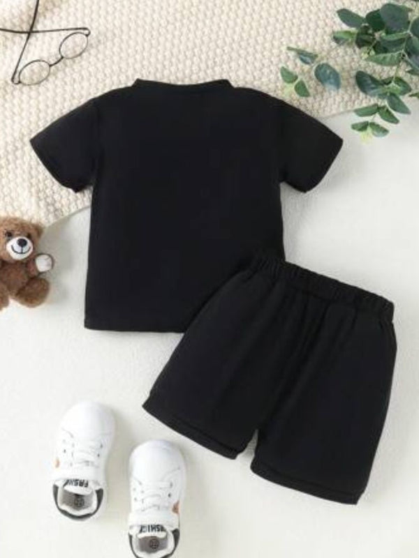 Black Panda Printed Clothing Set For Boys