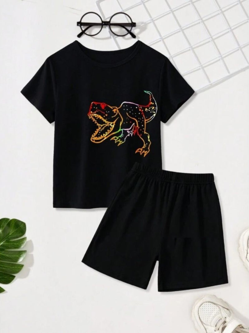 Multi Dino Printed Clothing Co-ord Set For Boys