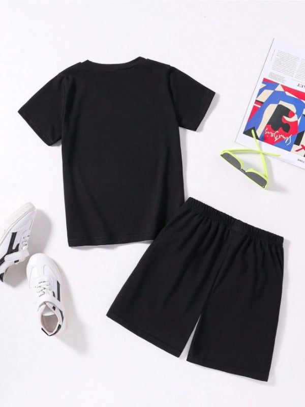 Black Bro Printed Clothing Set For Boys